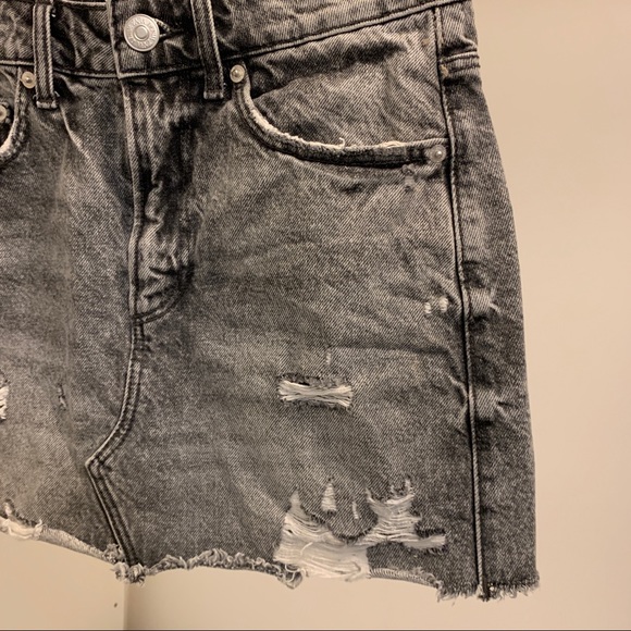 Distressed Black Zara Mini Denim Skirt - Picture 4 of 5